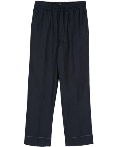 Brioni Linen Straight Trousers - Blue