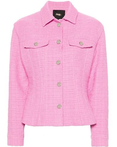 Maje Single-breasted Tweed Blazer - Pink