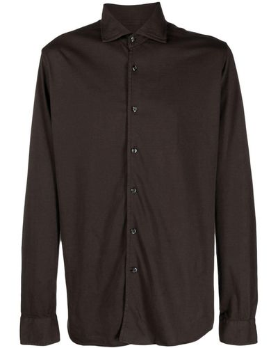 Tintoria Mattei 954 Long-sleeved Cotton Shirt - Black