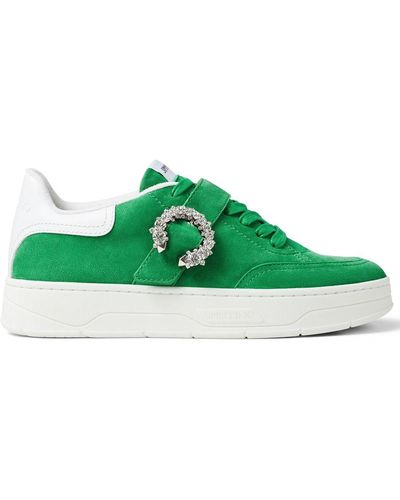 Jimmy Choo Osaka Crystal Buckle Sneakers - Green