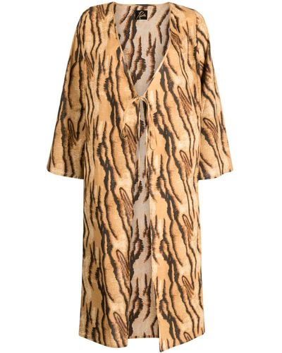 Needles Tiger-print Wrap Dress - Brown