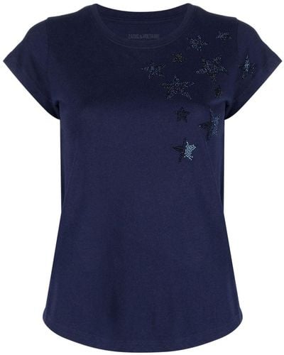 Zadig & Voltaire T-Shirt mit Sterne-Print - Blau