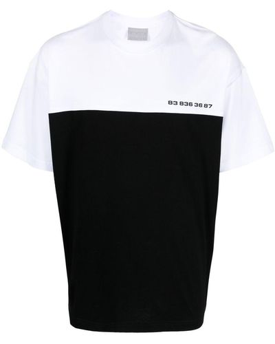 VTMNTS Number-print Two-tone T-shirt - Black