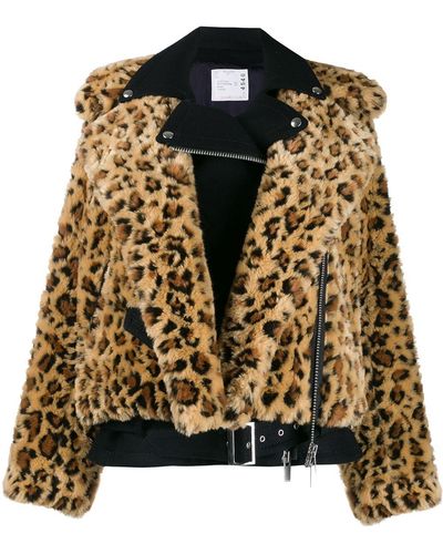 Sacai Faux Fur Leopard Print Jacket - Metallic