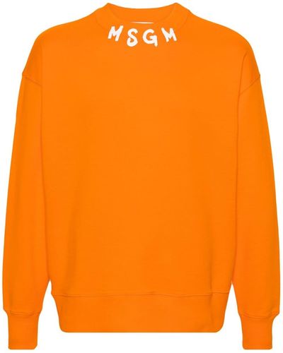 MSGM Sweat en coton à logo imprimé - Orange