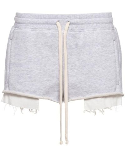 Miu Miu Embroidered Cotton-fleece Track Shorts - White