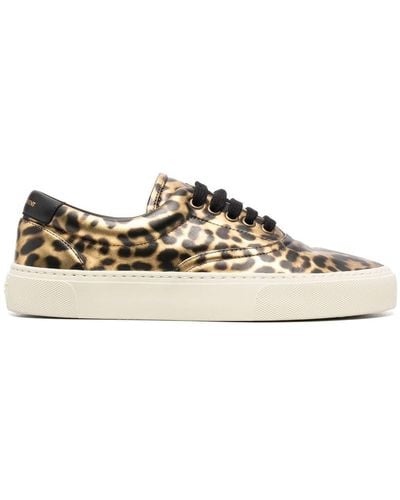 Saint Laurent Venice Leopard-print Low-top Sneakers - Brown