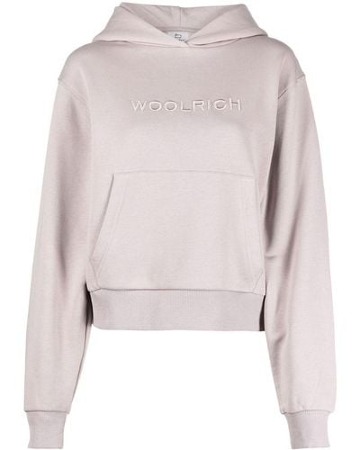 Woolrich Logo-embroidered Fleece Hoodie - Pink