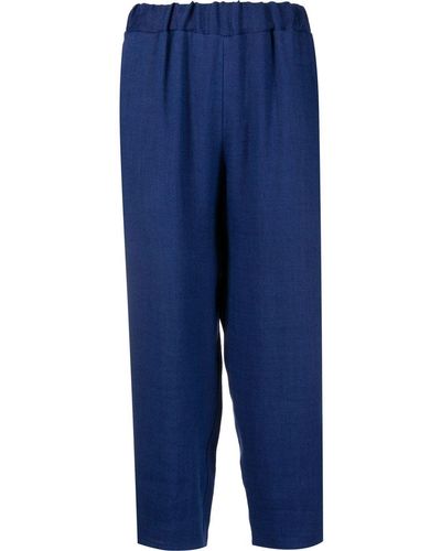 Dusan Textured Cropped Trousers - Blue