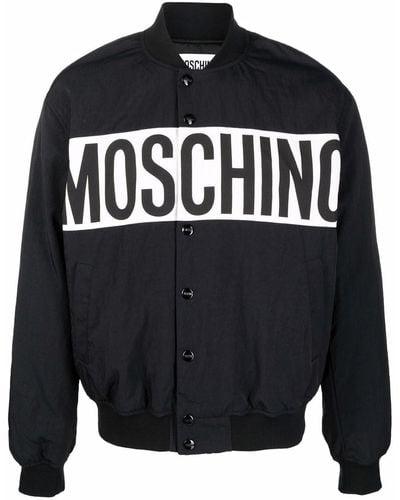 Moschino Veste bomber à logo imprimé - Noir