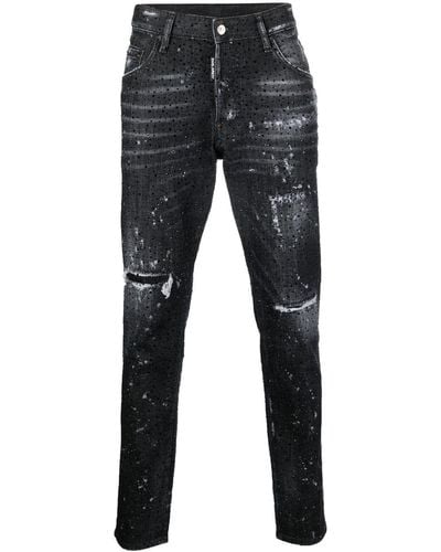 DSquared² Skater Rhinestone-embellished Skinny Jeans - Black