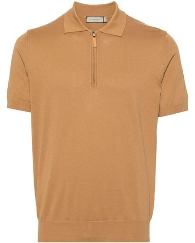 Canali Gebreid Katoenen T-shirt - Bruin