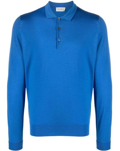 John Smedley Poloshirt Van Merinowol - Blauw