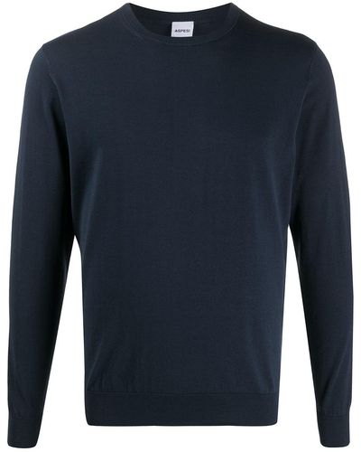 Aspesi Fine Knit Round Neck Sweater - Blue