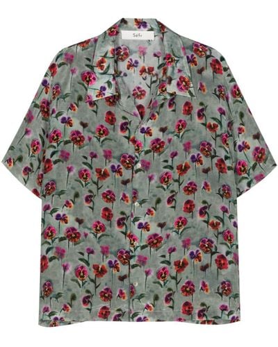 Séfr Noam Floral-print Shirt - Gray