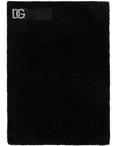 Dolce & Gabbana Dg Monogram Jacquard Beach Towel - Black