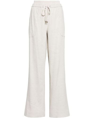 Lorena Antoniazzi Linen-blend Wide-leg Trousers - White