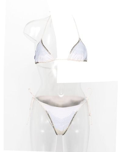 Jean Paul Gaultier Triangel-Bikini mit Kartuschen-Print - Weiß