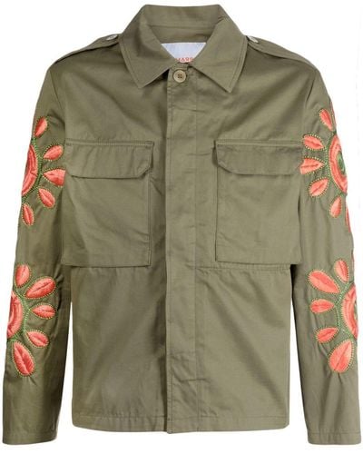 Bluemarble Embroidered Military-style Overshirt - Green