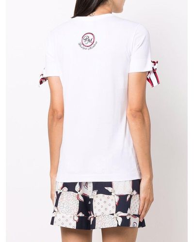 Boutique Moschino Tri-stripe Ribbon-trim T-shirt - White