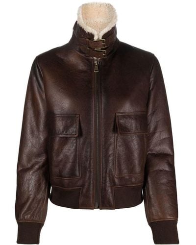 Ralph Lauren Collection Niketa Shearling-lined Leather Jacket - Brown