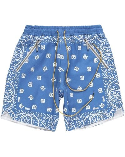 Rhude Paisley-print Deck Shorts - Blue