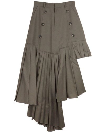 ROKH Asymmetric Pleated Skirt - Grey