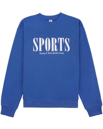 Sporty & Rich Sports Cotton Sweatshirt - Blue