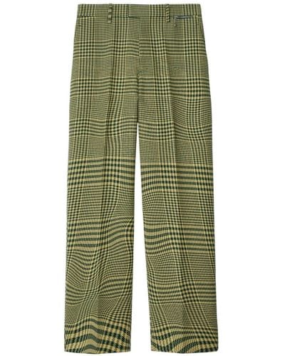 Burberry Houndstooth-pattern Straight-leg Trousers - Green