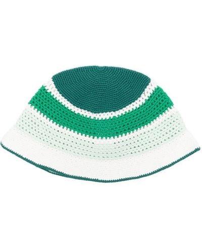 Casablancabrand Sombrero de pescador de ganchillo y motivo a rayas - Verde