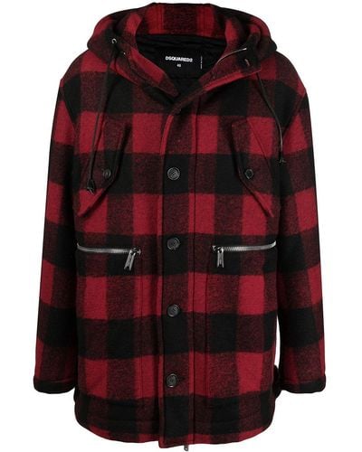 DSquared² Cappotto A Quadri - Rosso