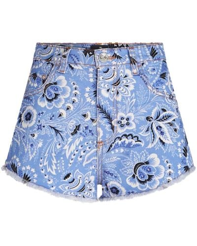 Etro Shorts With Print - Blue