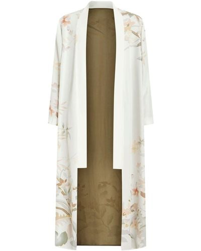 Etro Floral-print Silk Robe - Natural