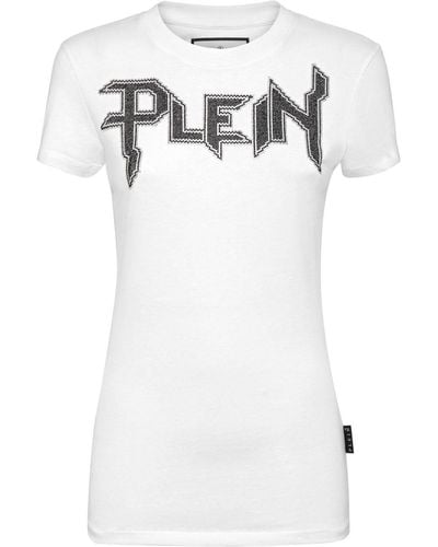 Philipp Plein T-shirt Met Verfraaid Logo - Wit