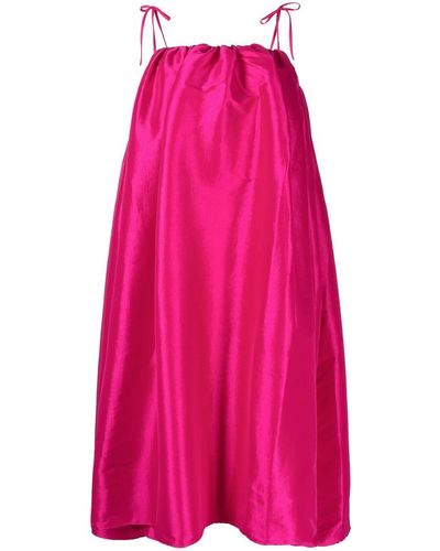 Kika Vargas Shoulder Tie-fastening Flared Dress - Pink