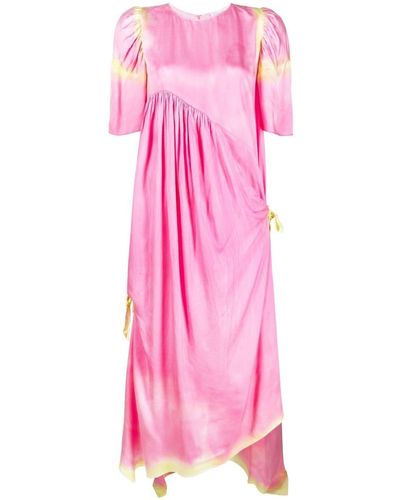 Collina Strada Tie-dye Print Detail Midi Dress - Pink