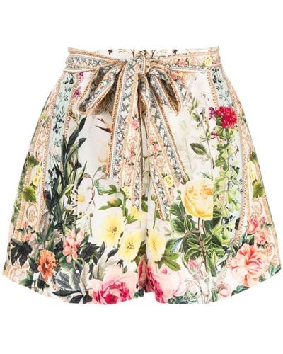 Camilla Renaissance Romance-print Silk Shorts - White