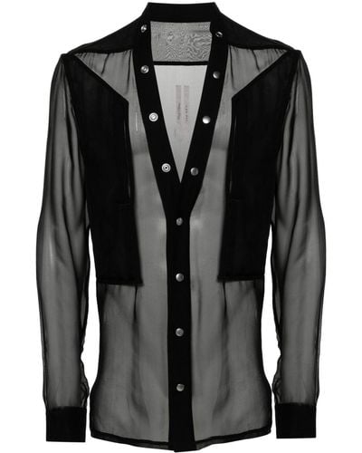 Rick Owens Camisa Larry Fogpocket de gasa - Negro