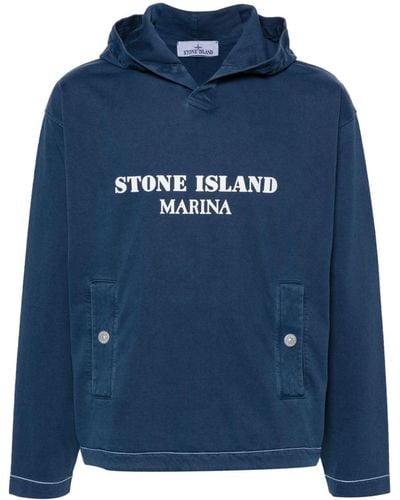 Stone Island Hoodie mit Logo-Print - Blau