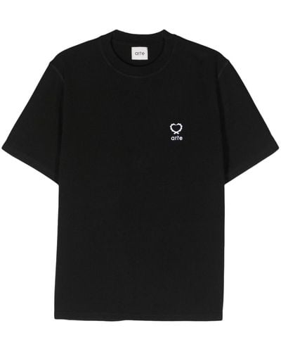 Arte' Teo Small Heart Cotton T-shirt - Black