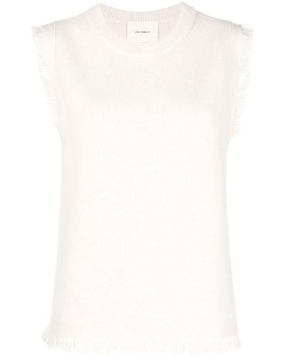 Lisa Yang Matilde Fringe-detail Knitted Top - White