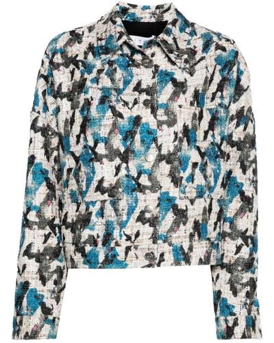 IRO Noori Abstract-pattern Tweed Jacket - Blue