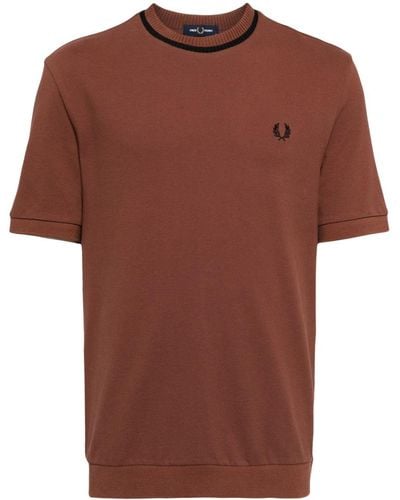 Fred Perry Logo-embroidered Piqué T-shirt - Brown