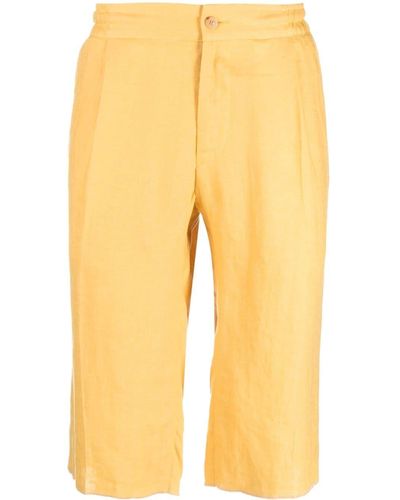 Kiton Shorts aus Leinen mit Stretchbund - Gelb