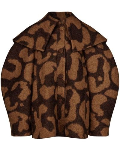 Nina Ricci Cocoon Leopard-print Jacket - Brown