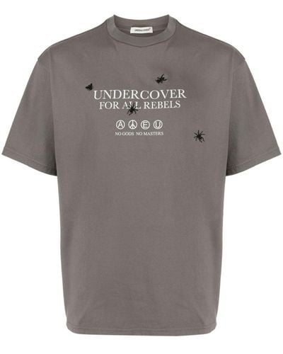 Undercover T-shirt Met Tekst - Grijs
