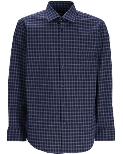 BOSS Check-pattern Cotton Shirt - ブルー
