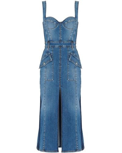 Alexander McQueen Midi-jurk Met V-hals - Blauw