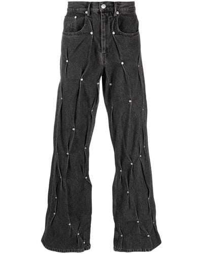Kusikohc Multi-rivet Straight-leg Jeans - Black