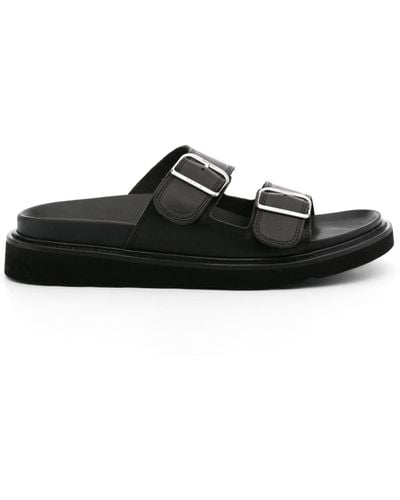KENZO Matto Leather Sandals - Black